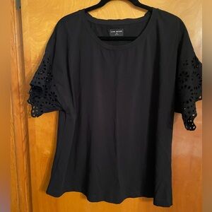 Lane Bryant Black Top with Eyelet Sleeves